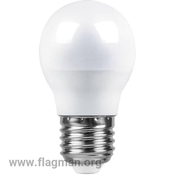 25482 Feron LB-95 E27 7W 4000K 580Lm 230V лампа светодиодная шарик 82*45мм 1/10/100