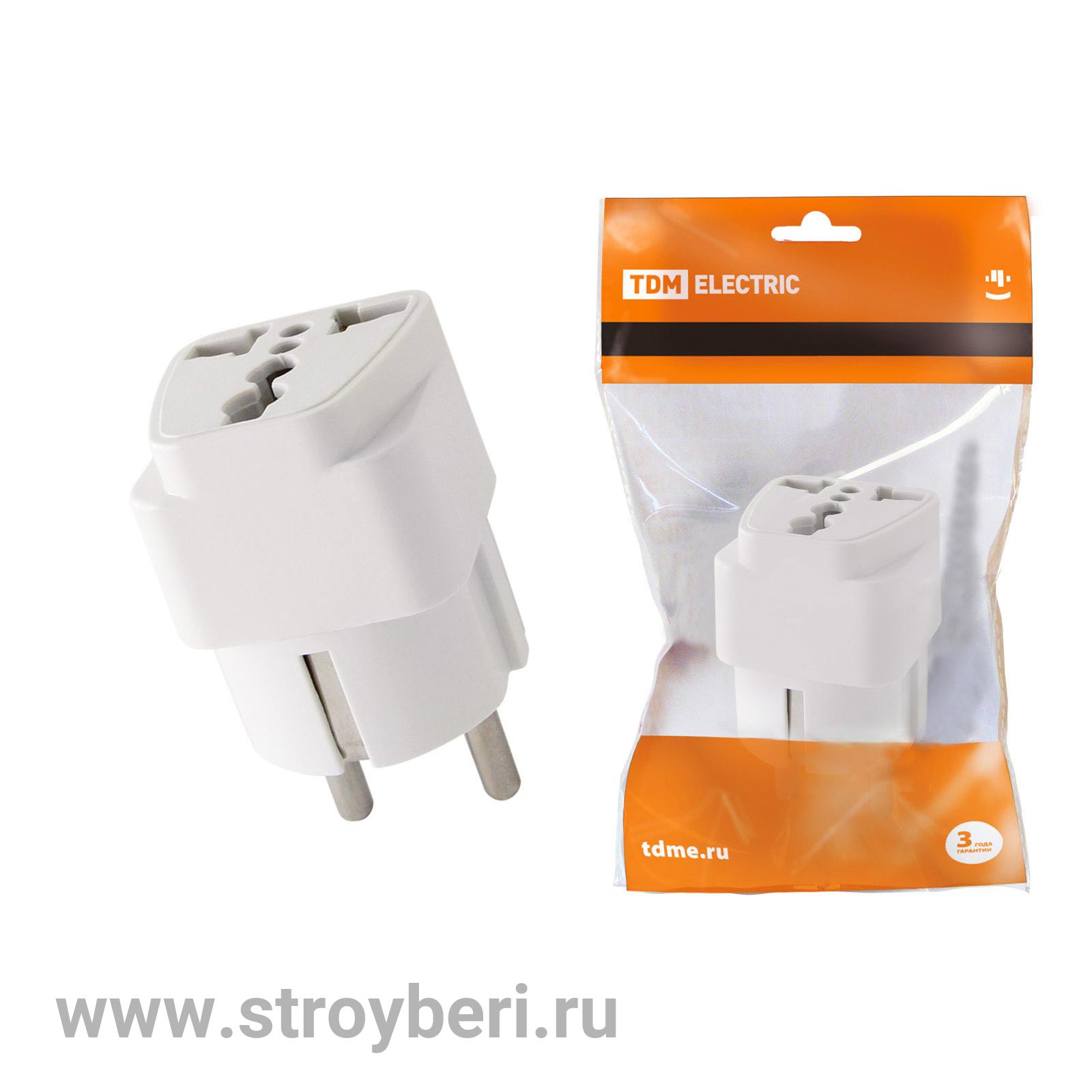 SQ1806-0024 Адаптер универсальный с/з 16А 250В белый TDM