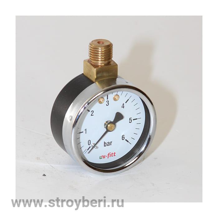 Манометр 50х1/4 6 бар для редуктора давления (верхнее радиальное подключение) UNI-FITT