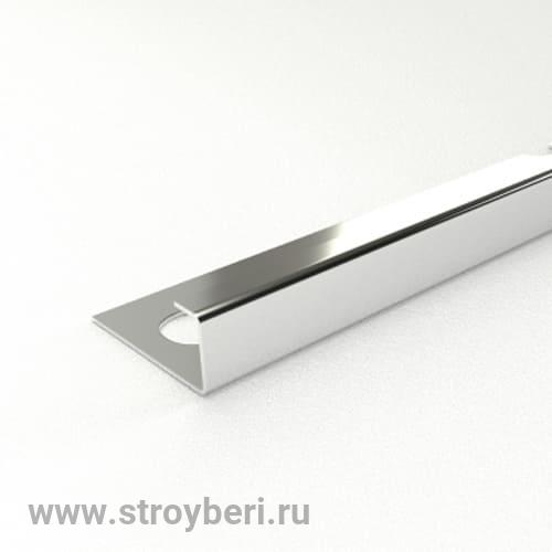 Профиль для кафеля внешний, 10 мм, полир.нерж.сталь - К 10НСП.2700.001