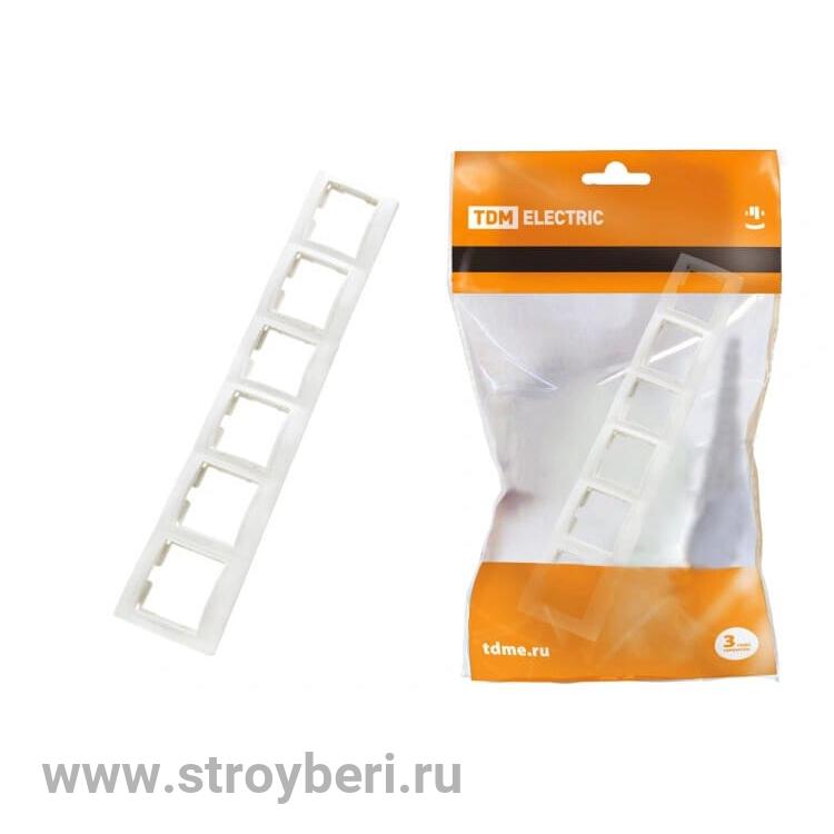 SQ1814-0035 Рамка 6 постовая горизонтальная белая 'Таймыр' TDM