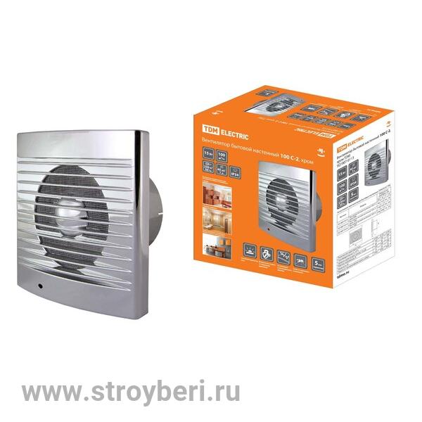 SQ1807-0113 Вентилятор бытовой настенный 100 С-2, хромTDM