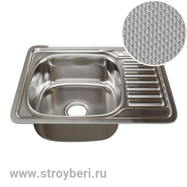 Мойка врез 48х58 (0,8) лев вып 3 1/2 MIXLINE 18см с сифоном