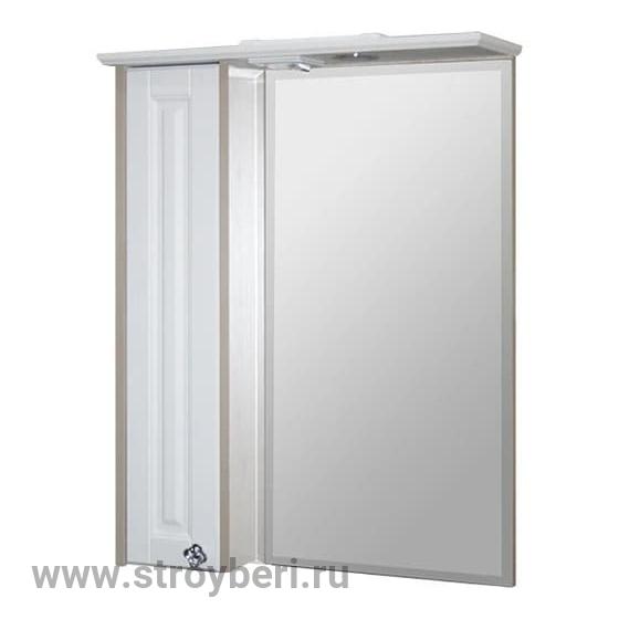 Шкаф навесной 'ВЕРСАЛЬ-65' белое дерево с зеркалом, левый, с подсветкой(ПВХ)