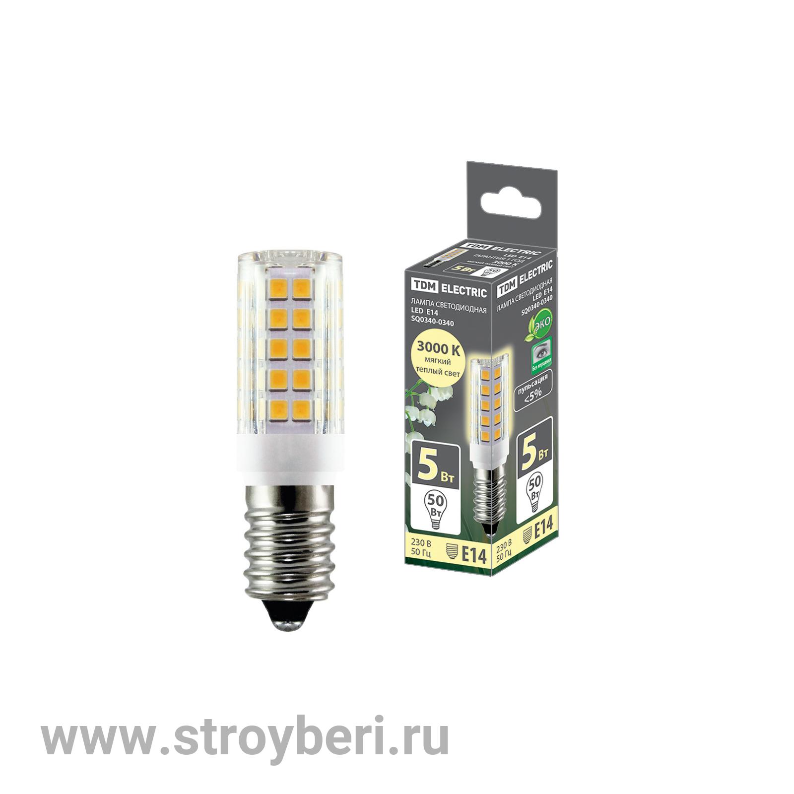 SQ0340-0340 Лампа светодиодная Е14-5 Вт-230 В-3000 К, SMD, 16x54 мм TDM