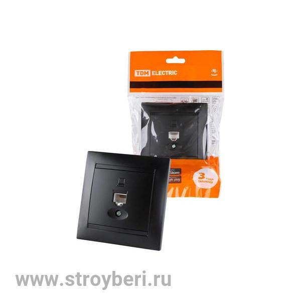 SQ1815-0616 Розетка компьютерная RJ45 графит 'Лама' TDM