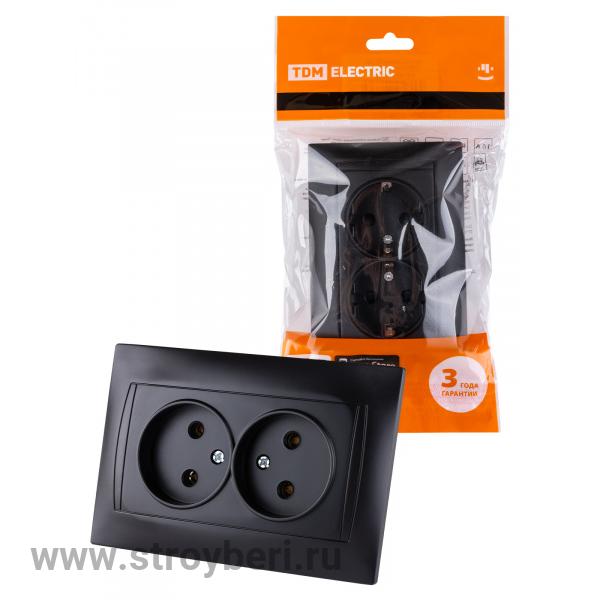 SQ1815-0624 Розетка двойная 2П 10А 250В графит 'Лама' TDM