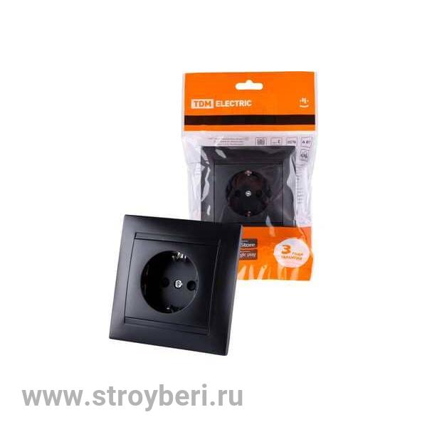 SQ1815-0623	 Розетка 2П+З 16А 250В графит 'Лама' TDM