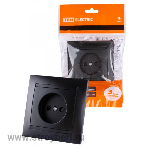 SQ1815-0610	 Розетка 2П 10А 250В с защ. шт. графит 'Лама' TDM