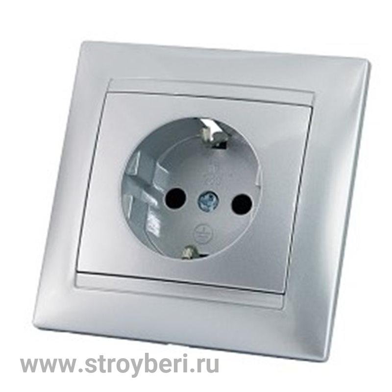SQ1815-0223 Розетка 2П+З 16А 250В серебр. металлик 'Лама' TDM