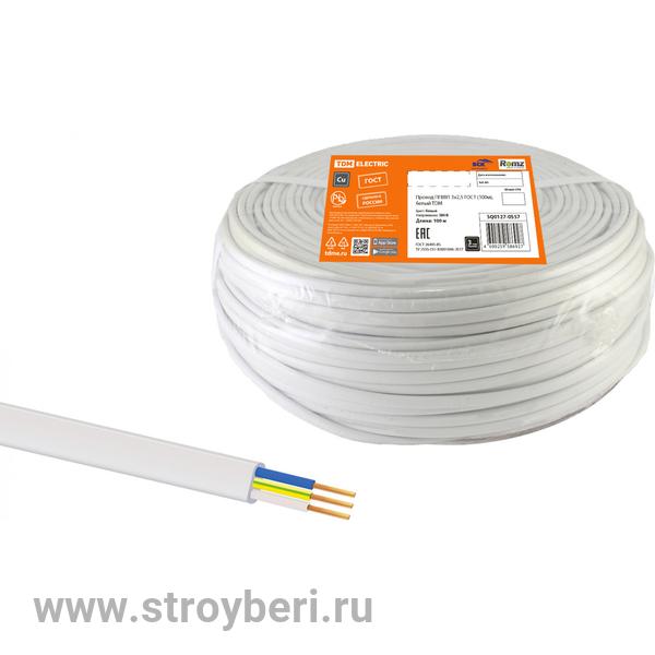 SQ0127-0557 Провод ПГВВП 3х2,5 ГОСТ (100м), белый TDM