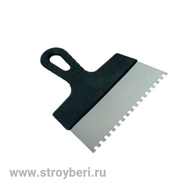 311-2200 Шпатель с черной ручкой нерж.сталь 200 мм, зуб 6*6 мм 'B.E.' (20шт/уп)