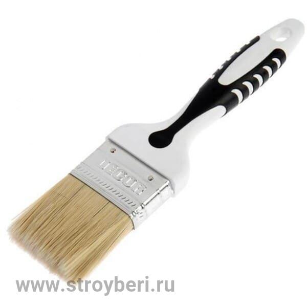 880-025 Кисть плоская 'Black White универсальная' 25х15мм, светлая смеш. щетина, 2К ручка (12шт/192Д