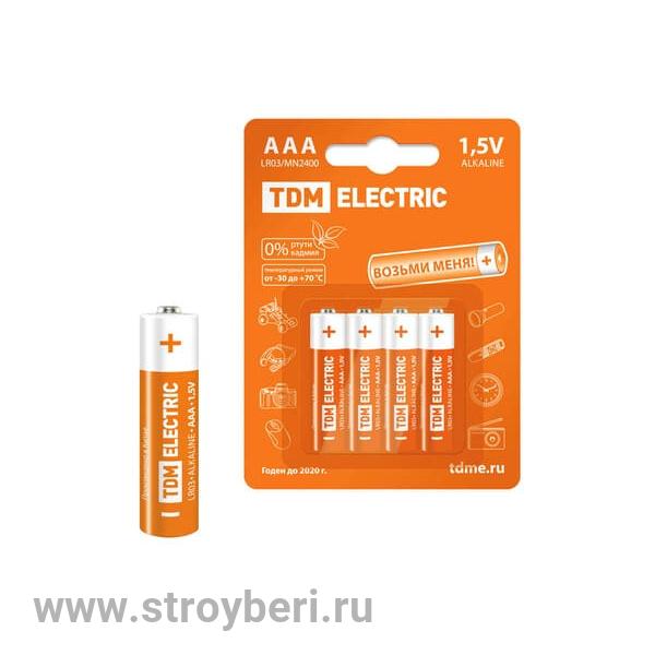 SQ1702-0006 Элементы питания LR03 AAA Alkaline 1,5V BP-4 TDM штука (упак 4шт)