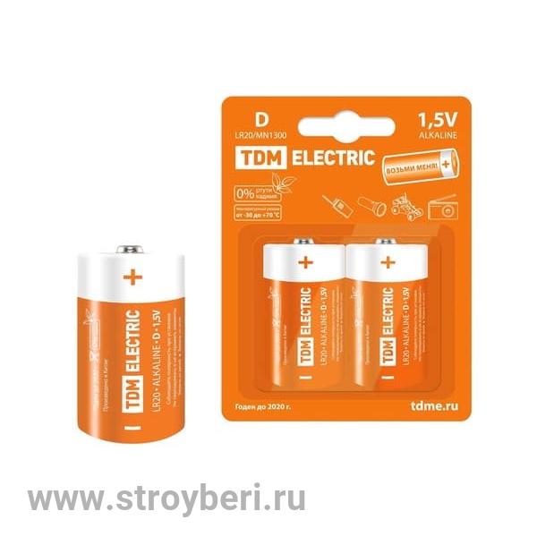 SQ1702-0012 Элемент питания LR20 D Alkaline 1,5V BP-2 TDM штука (упак 2шт)