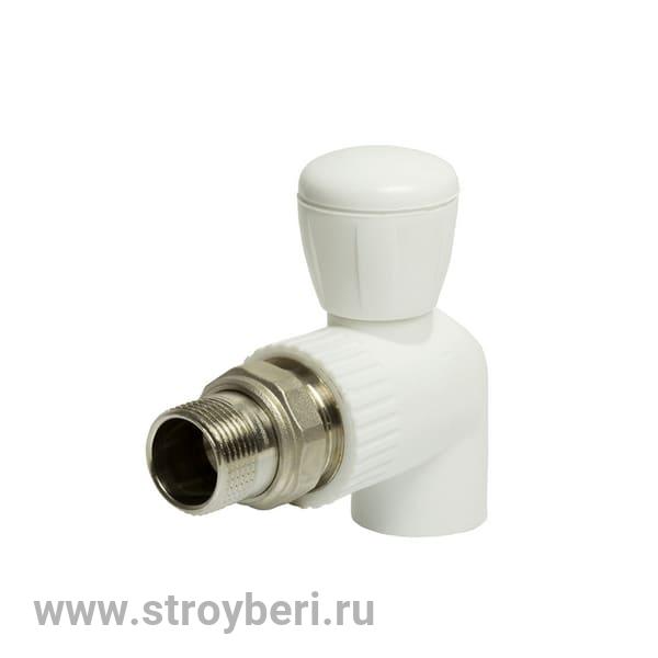 Кран американка шар 25-3/4'' угловой EVER® plastБЕЛЫЙ (Россия)