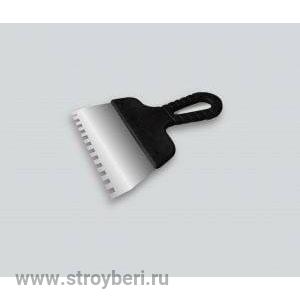 311-4200 Шпатель с черной ручкой нерж.сталь 200 мм, зуб 10*10 мм 'B.E.' (20шт/уп)