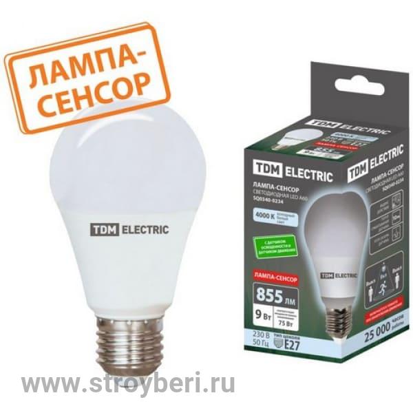 SQ0340-0234 Лампа светодиодная А60-9 Вт-230 В-4000 К-E27 'СЕНСОР' TDM