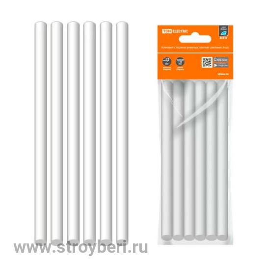 SQ1024-0511 Клеевые стержни универсальные белые, 11 мм x 100 мм, 6 шт, 'Алмаз' TDM