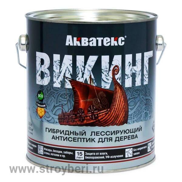 Акватекс ВИКИНГ гибридный лессирующий антисептик Белый 2.5л