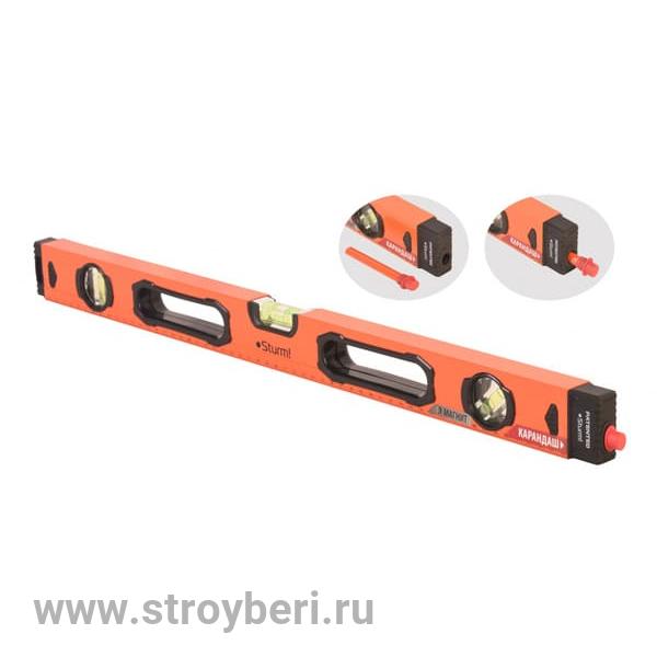 2015-09-600 Уровень 600мм, усиленный профиль,магнит,3 глазка,с КАРАНДАШОМ, КУЛИБИН,pat,Sturm!