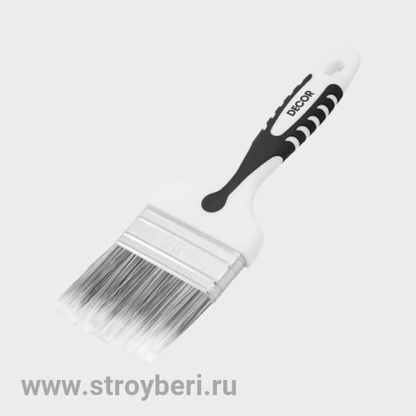 860-050 Кисть плоская 'Black White универ.' 50х15мм, PREMIUM серебристая щетина, 2К ручка (12шт/108у