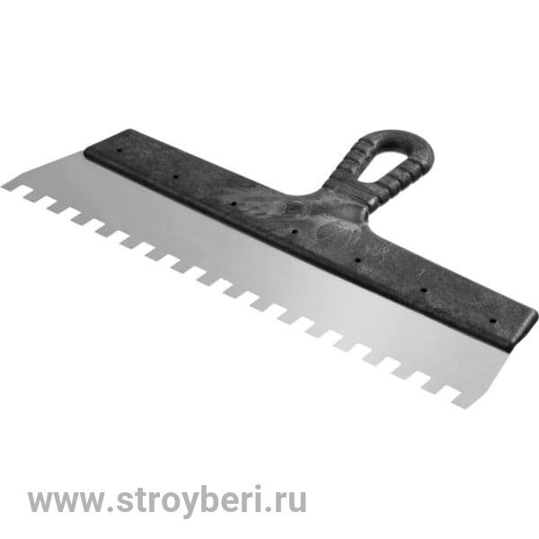 311-4350 Шпатель с черной ручкой нерж.сталь 350 мм, зуб 10*10 мм 'B.E.' (20шт/уп)