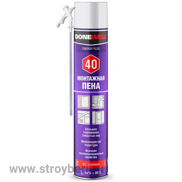 DPH10U40 Пена полиуретановая монтажная бытовая DONEWELL ENERGY FLEX 40 всесезонная 1000 мл