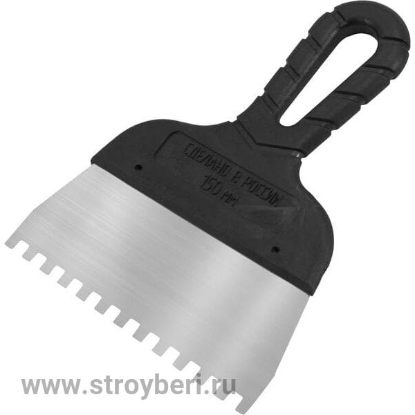 311-1300 Шпатель с черной ручкой нерж.сталь 300 мм, зуб 8*8 мм 'B.E.' (20шт/уп)