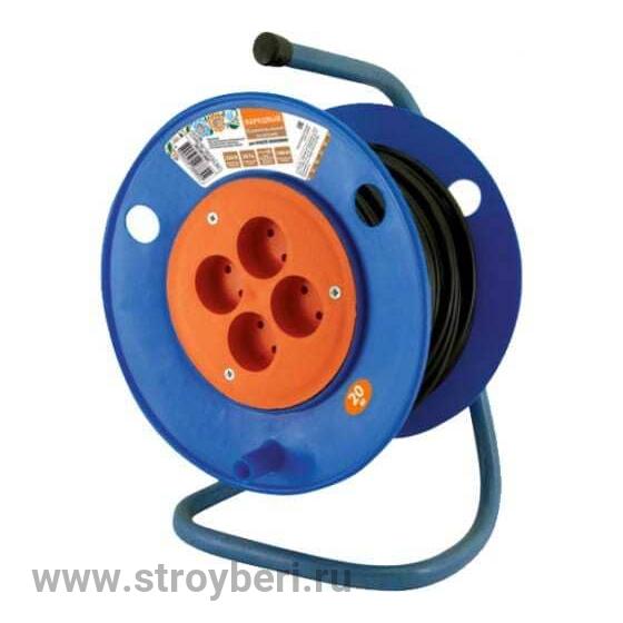 SQ1307-0501 Удлинитель на катушке силовой народный 4 гнезда ПВС 1300 Вт б/з, 20м