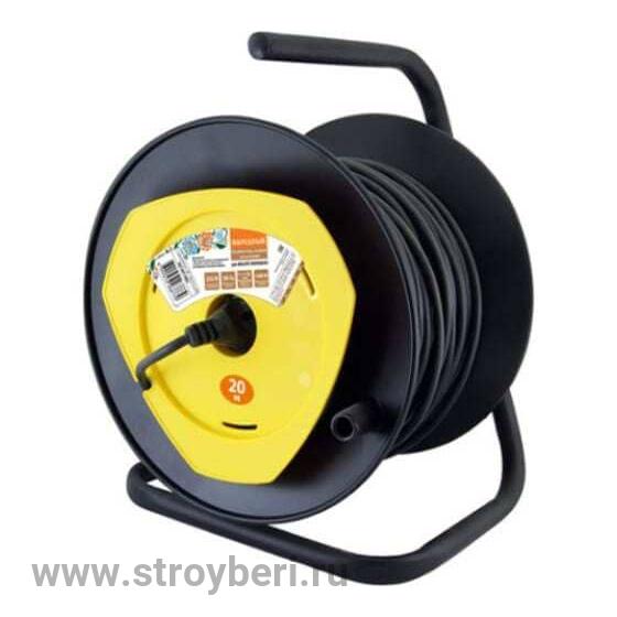SQ1307-0401 Удлинитель на катушке силовой народный с 1 выносной роз. ПВС 1300 Вт б/з, 20м