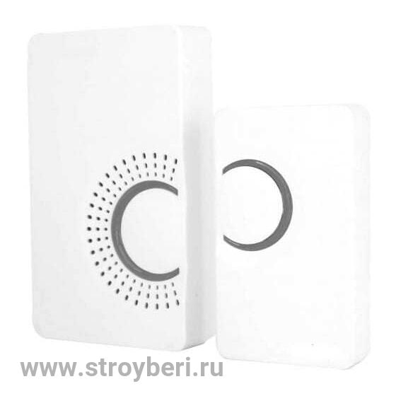 23686 Feron E-373 звонок IP20 36 мелодий, 2*1,5V/ААА (база), белый, серый