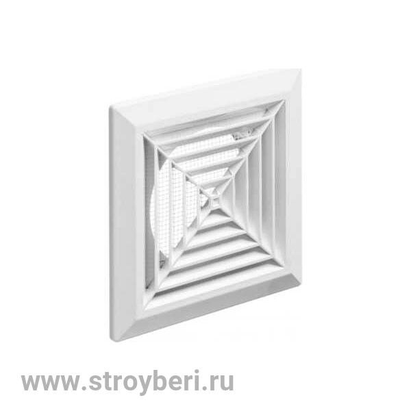 Решетка приточно-вытяжная 160*160 ВФ с фланцем 100мм белая.