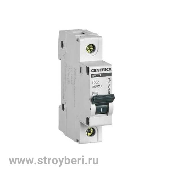 IEK Авт. выкл.ВА47-29 1Р 32А 4,5кА х-ка С (1/12/144)