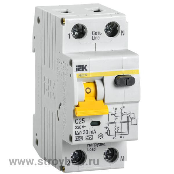 IEK АВДТ 32 C25 30мА- Автоматический Выключатель Дифф. тока (1/6/60)
