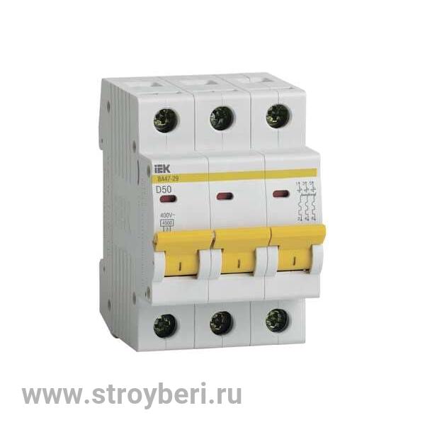 IEK Авт. выкл.ВА47-29 3Р 50А 4,5кА х-ка С (1/4/48)