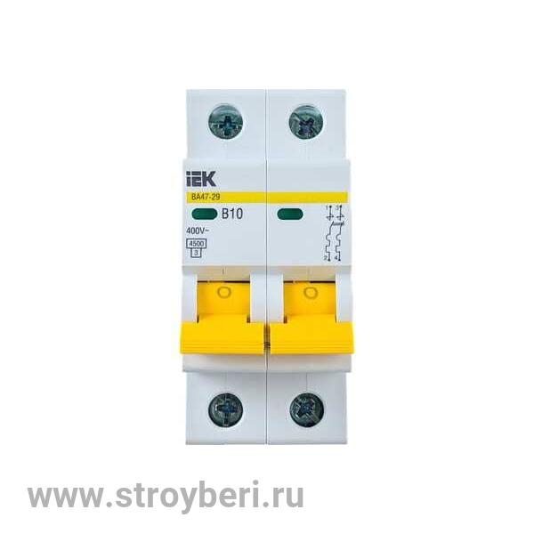 IEK Авт. выкл.ВА47-29 2Р 10А 4,5кА х-ка С (1/6/72)