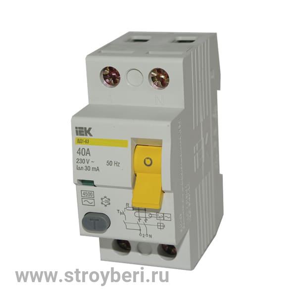 IEK УЗО ВД1-63 2Р 40А 30мА (1/48/48)