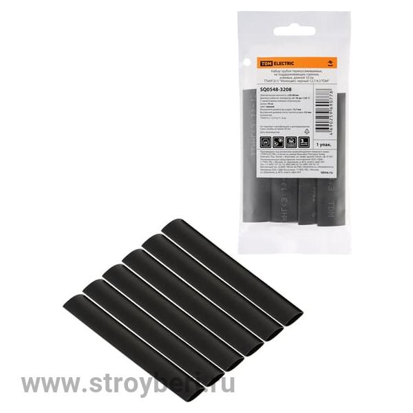 SQ0548-3208 Набор трубок термоус, не под гор, клее, длин 10см ТТкНГ(3::1) 'Моноцвет,чер 12,7/4,3 TDM