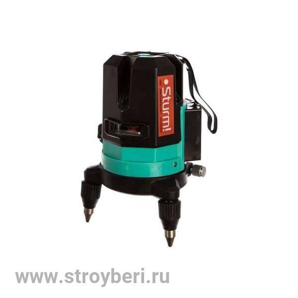 4010-11-AL Уровень лазерный,5лучей, 10mW. очки,зарядн.устр.,micro usb.доп.аккумулятор, Sturm!