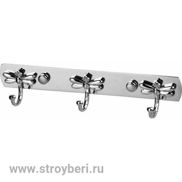 Ванна Вешалка 3 крючка 'Стрекозы' SSA-025-3, (нерж.сталь) 310787