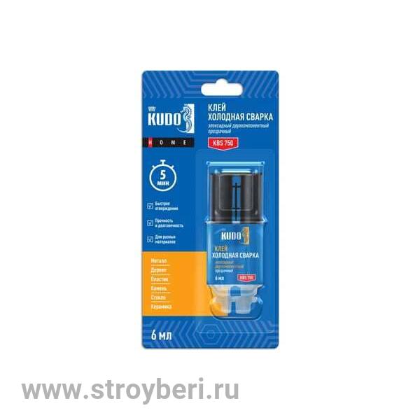 KBS-750 Клей эпоксидный двухкомпонентный прозрачный KUDO HOME 6мл Д