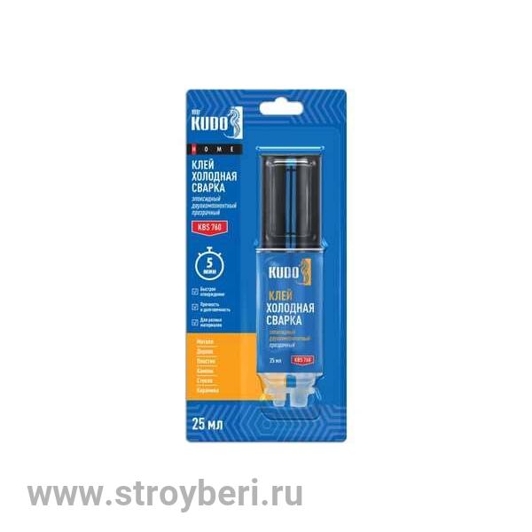 KBS-760 Клей эпоксидный двухкомпонентный прозрачный KUDO HOME 25мл Д