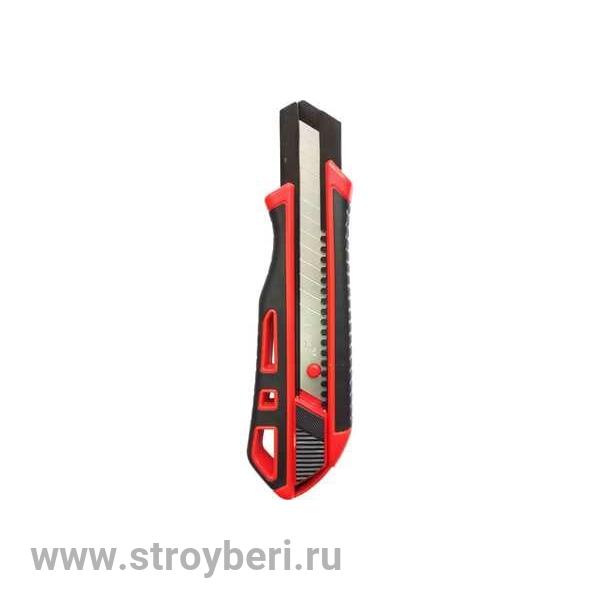 600509 Нож со смен. лезвием 25мм, обрезин., ABS+TPR, кнопка Easy Slider, запасное лезвие 'Монтажник'