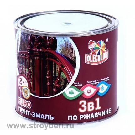 Грунт-эмаль по ржавчине красный RAL 3020 (2 кг) OLECOLOR