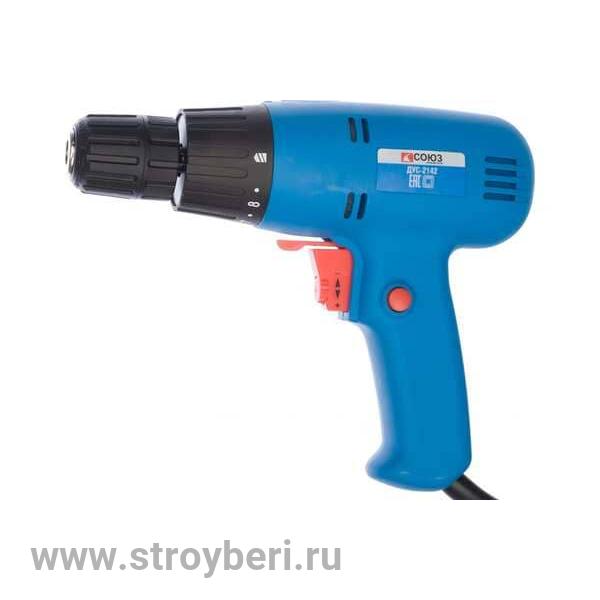 ДУС-2142 Дрель-шуруповерт электрическая СОЮЗ, 450Вт, 0-750 об/мин, 14.5Нм, рег.кр.мом.