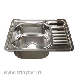 Мойка врез 58х48 (0,8) лев вып 3 1/2 MIXLINE 18см с сифоном ДЕКОР