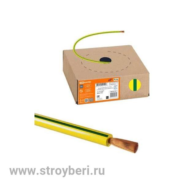SQ0124-1473 Провод ПуГВнг(А)-LS 1х1,5 ГОСТ в коробке (100м), желто-зеленый TDM