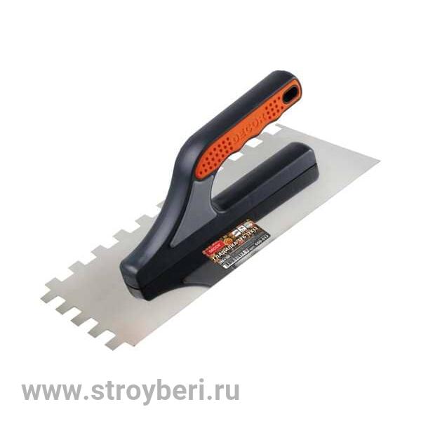 680-006 Гладилка DЕCOR, 3К, 280х130 мм, нерж. зуб 6х6 мм; 0,7 мм (11шт/44шт)