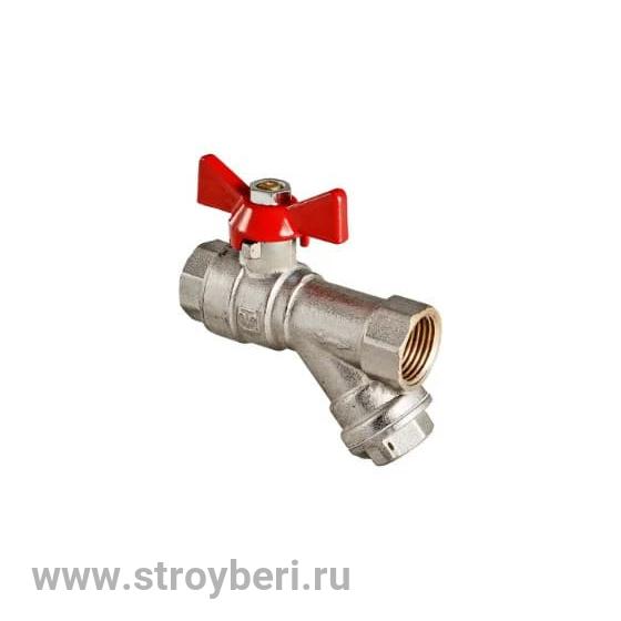 Кран с фильтром шаровой 1/2'' вн/вн бабочка VALTEC VT.293.N.04